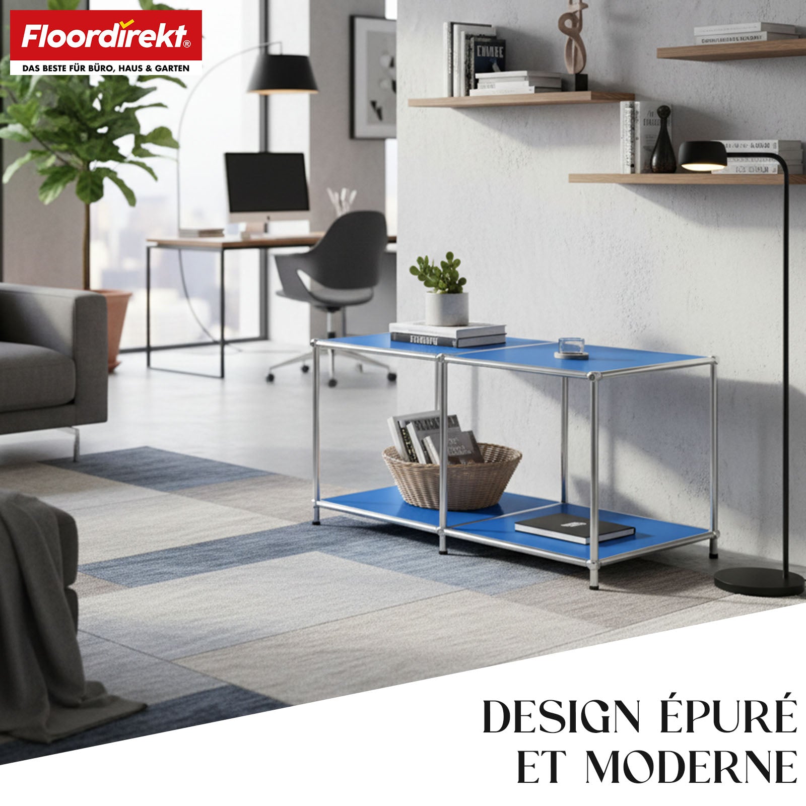 Metallreol | Concept Epure MK-016 | Skænk og opbevaringsreol med åbne hylder | Fås i flere farver