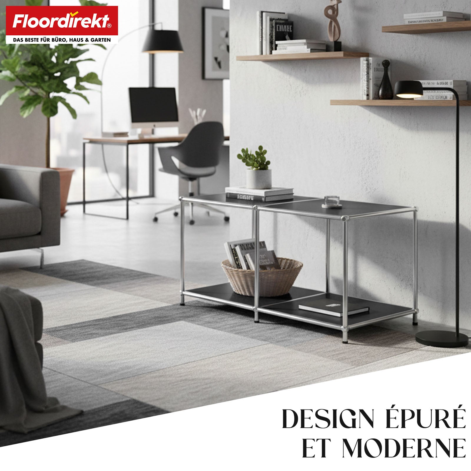 Metallreol | Concept Epure MK-016 | Skænk og opbevaringsreol med åbne hylder | Fås i flere farver