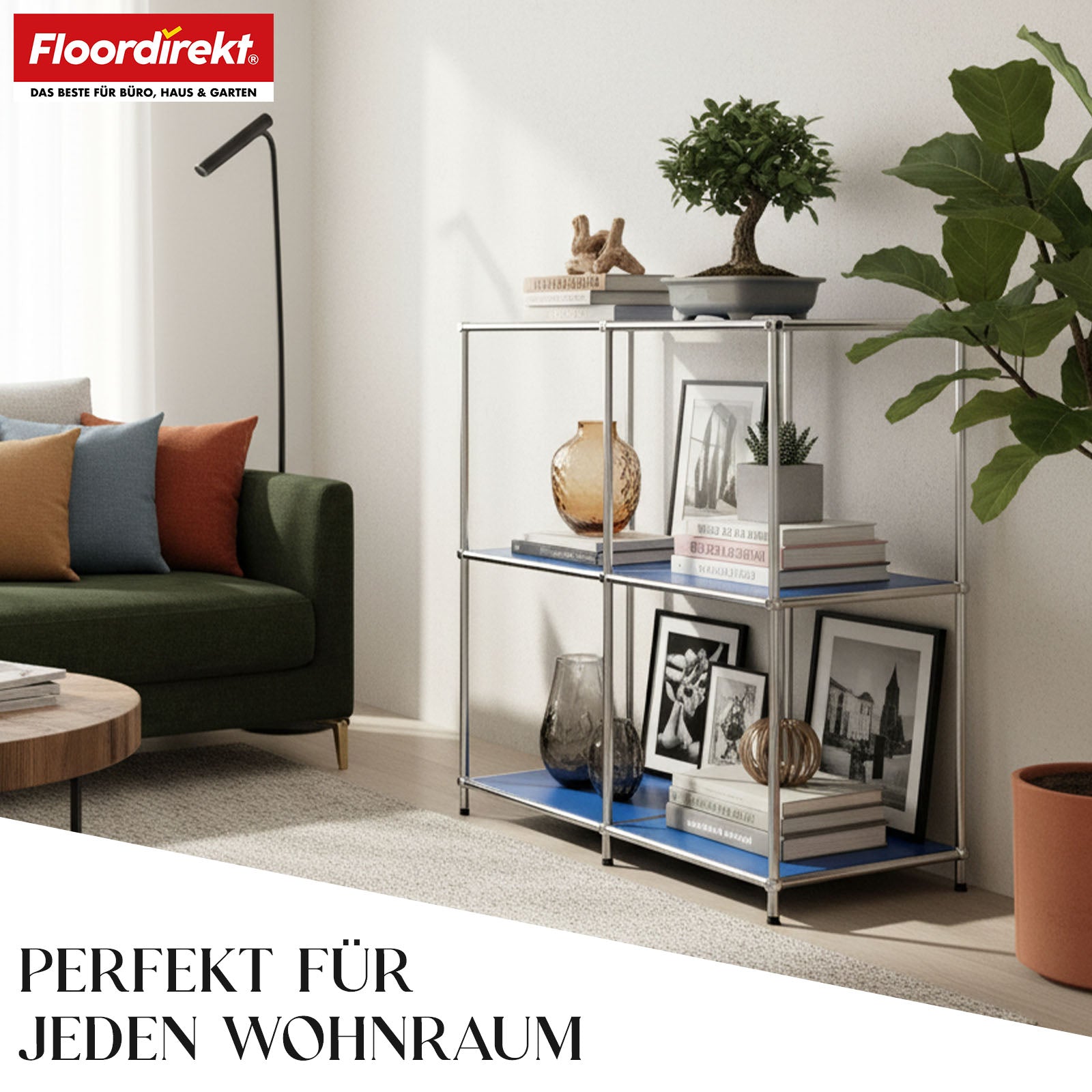 Metallreol | Concept Epure MK-027 | Åben 3-etagers skænk og opbevaringsreol | Fås i flere farver