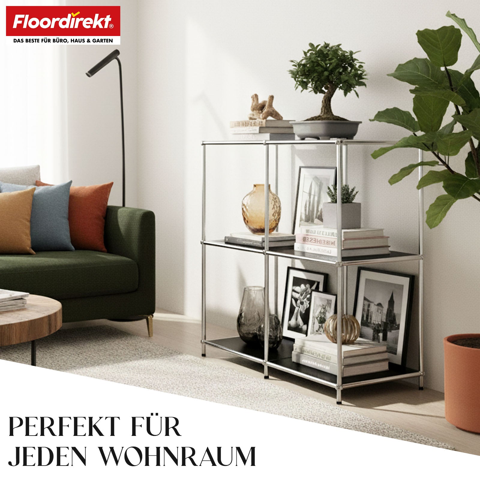 Metallreol | Concept Epure MK-027 | Åben 3-etagers skænk og opbevaringsreol | Fås i flere farver