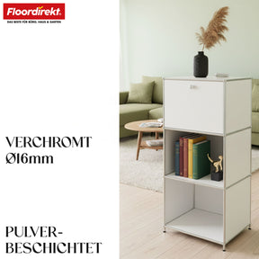 Metallreol | Concept Epure MK-107 | 4-etagers opbevaringsreol med aflåseligt rum og hylder | Fås i forskellige farver