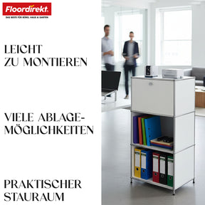 Metallreol | Concept Epure MK-107 | 4-etagers opbevaringsreol med aflåseligt rum og hylder | Fås i forskellige farver