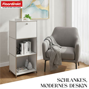 Metallreol | Concept Epure MK-107 | 4-etagers opbevaringsreol med aflåseligt rum og hylder | Fås i forskellige farver