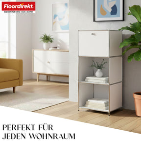 Metallreol | Concept Epure MK-107 | 4-etagers opbevaringsreol med aflåseligt rum og hylder | Fås i forskellige farver