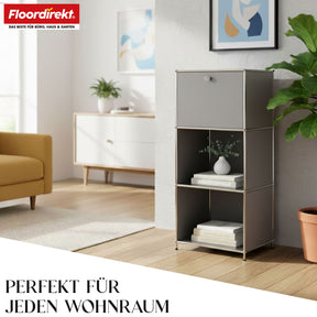 Metallreol | Concept Epure MK-107 | 4-etagers opbevaringsreol med aflåseligt rum og hylder | Fås i forskellige farver