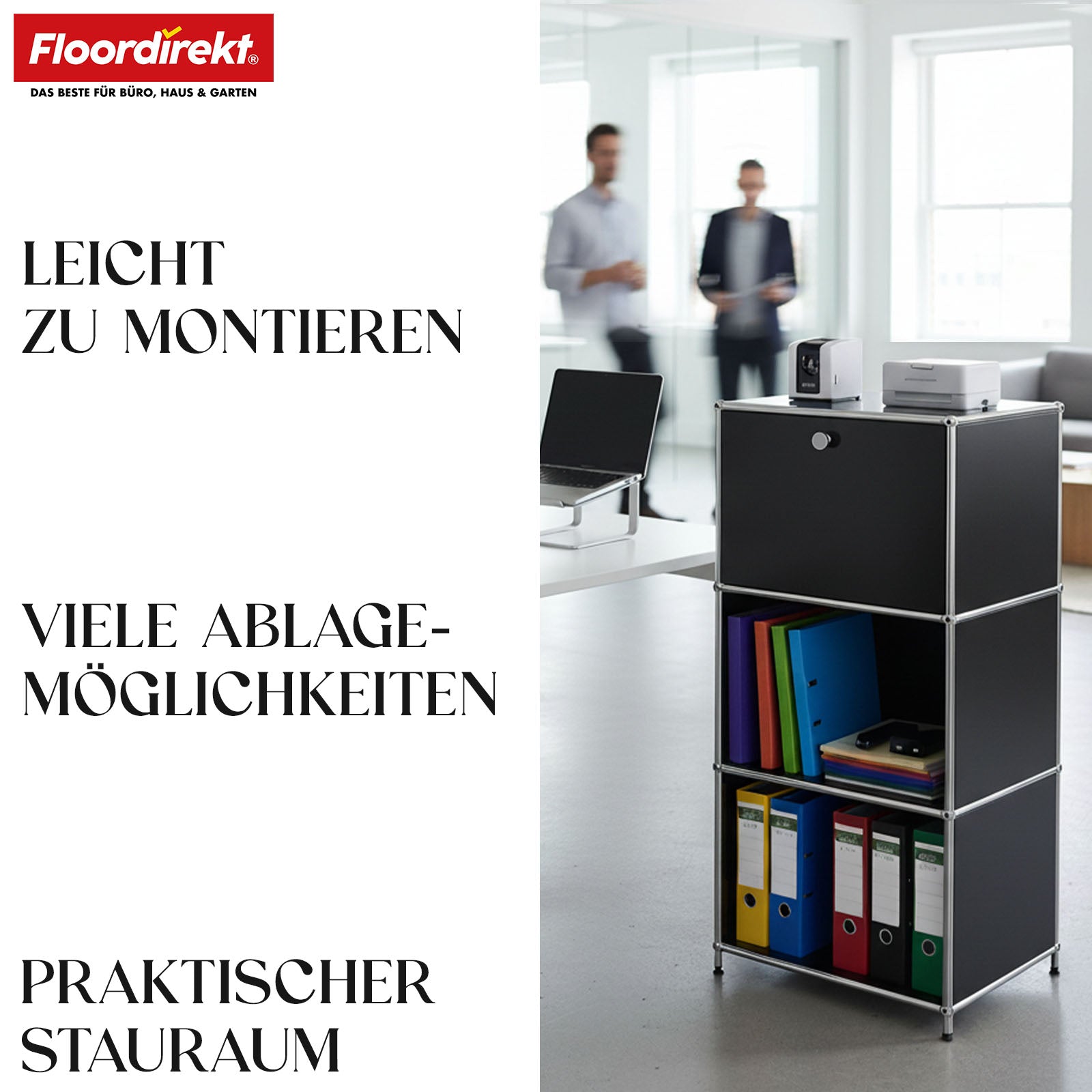 Metallreol | Concept Epure MK-107 | 4-etagers opbevaringsreol med aflåseligt rum og hylder | Fås i forskellige farver