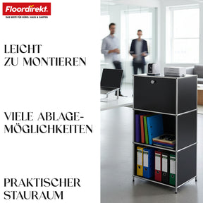 Metallreol | Concept Epure MK-107 | 4-etagers opbevaringsreol med aflåseligt rum og hylder | Fås i forskellige farver