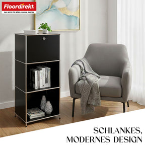 Metallreol | Concept Epure MK-107 | 4-etagers opbevaringsreol med aflåseligt rum og hylder | Fås i forskellige farver