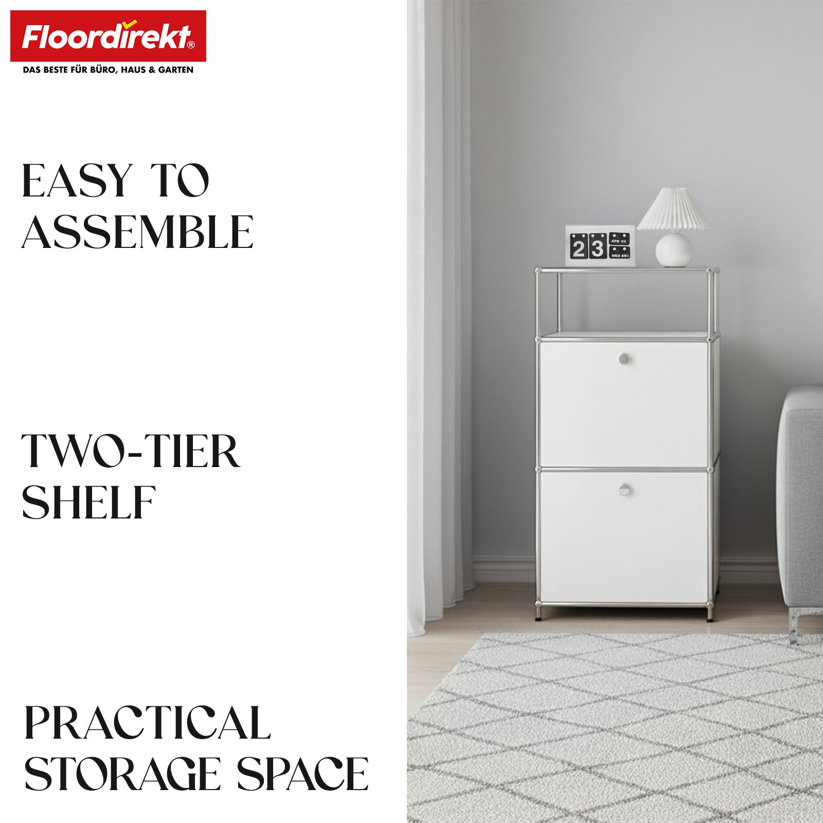 Metallreol | Concept Epure MK-120 | Opbevaringsreol med aflåselige rum, åbent rum og hylde | Fås i flere farver