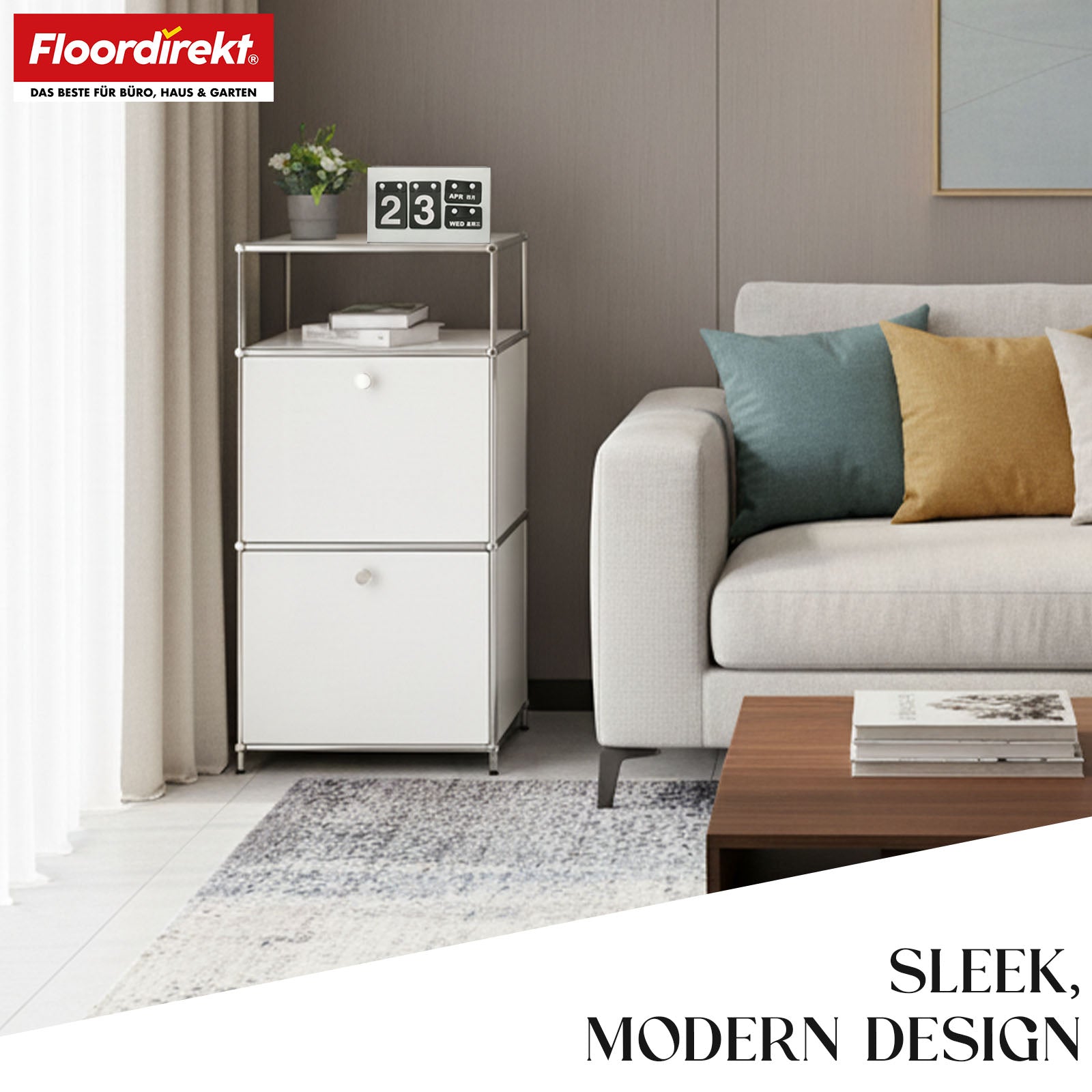 Metallreol | Concept Epure MK-120 | Opbevaringsreol med aflåselige rum, åbent rum og hylde | Fås i flere farver