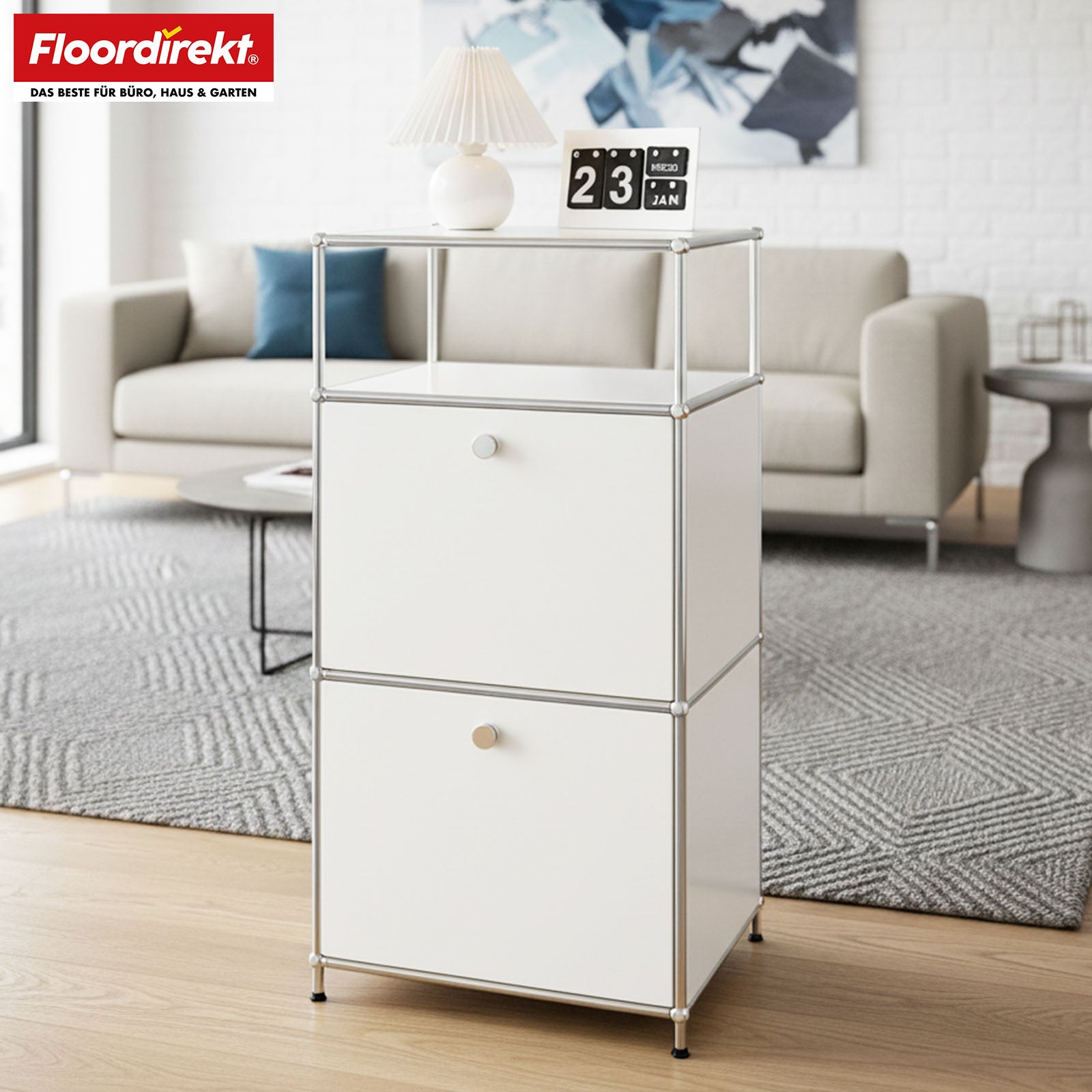 Metallreol | Concept Epure MK-120 | Opbevaringsreol med aflåselige rum, åbent rum og hylde | Fås i flere farver