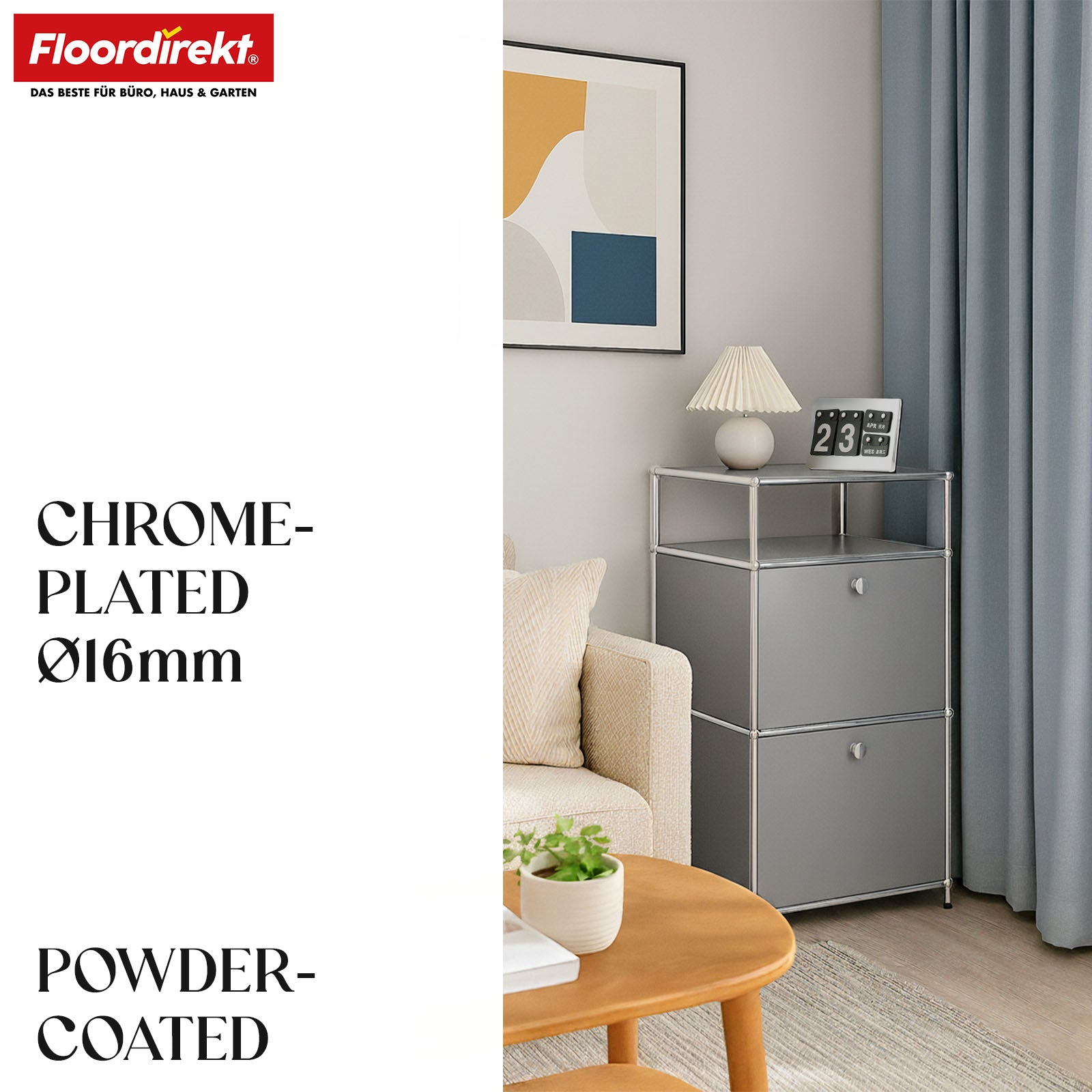 Metallreol | Concept Epure MK-120 | Opbevaringsreol med aflåselige rum, åbent rum og hylde | Fås i flere farver