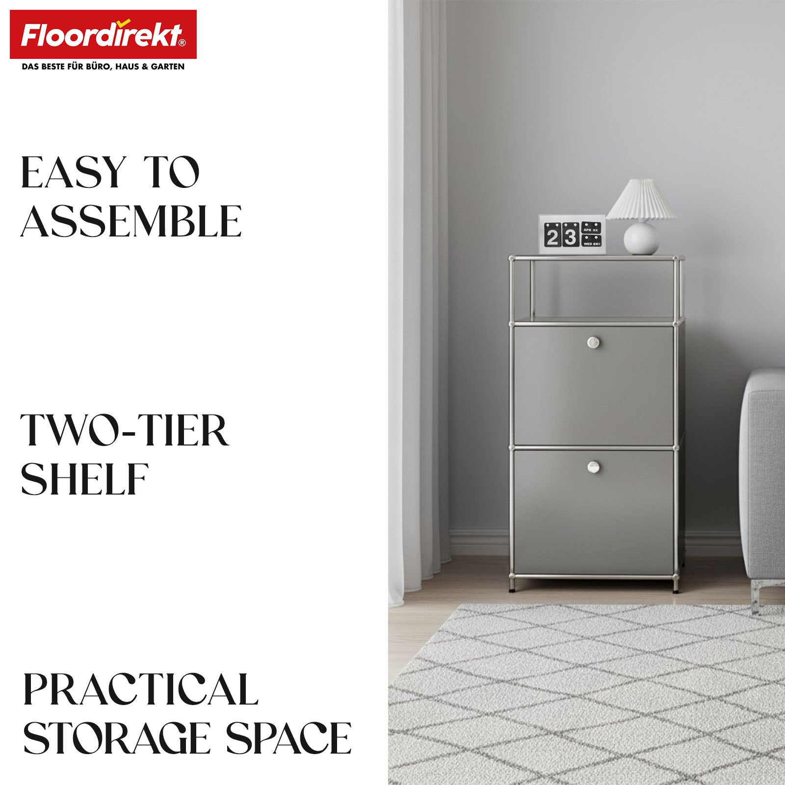 Metallreol | Concept Epure MK-120 | Opbevaringsreol med aflåselige rum, åbent rum og hylde | Fås i flere farver