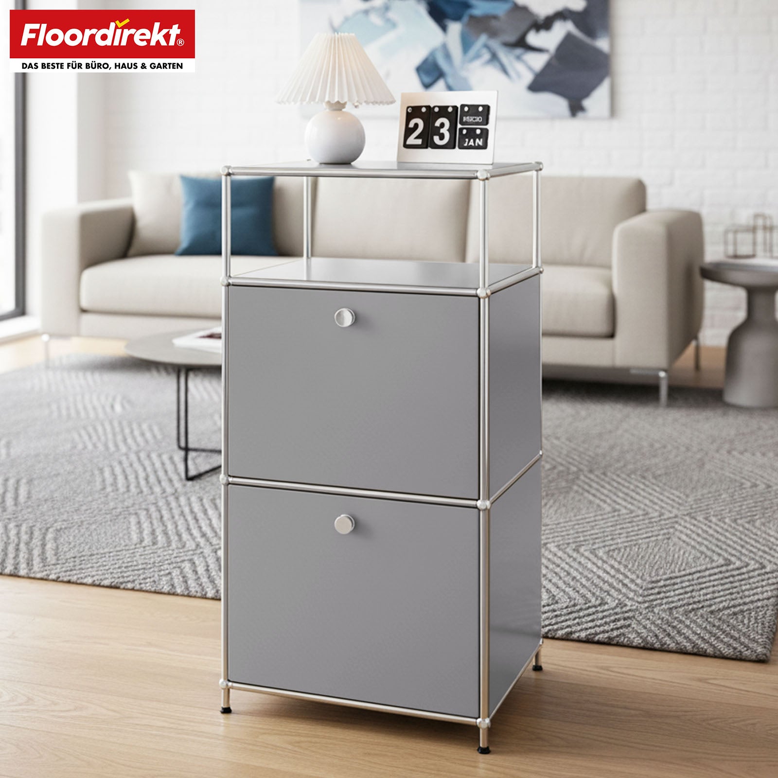 Metallreol | Concept Epure MK-120 | Opbevaringsreol med aflåselige rum, åbent rum og hylde | Fås i flere farver