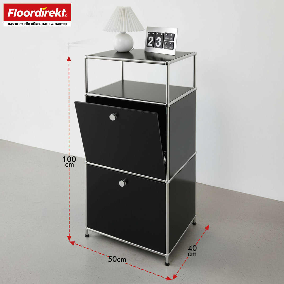 Metallreol | Concept Epure MK-120 | Opbevaringsreol med aflåselige rum, åbent rum og hylde | Fås i flere farver