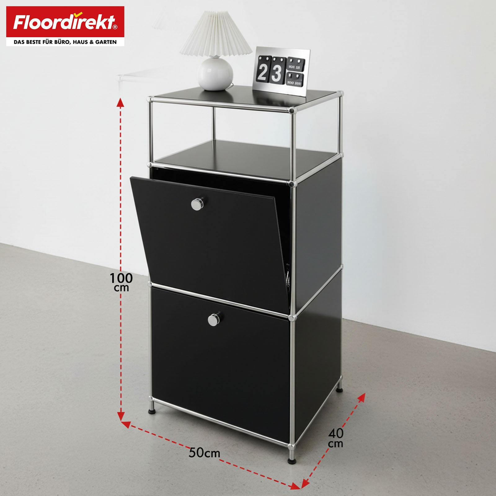 Metallreol | Concept Epure MK-120 | Opbevaringsreol med aflåselige rum, åbent rum og hylde | Fås i flere farver