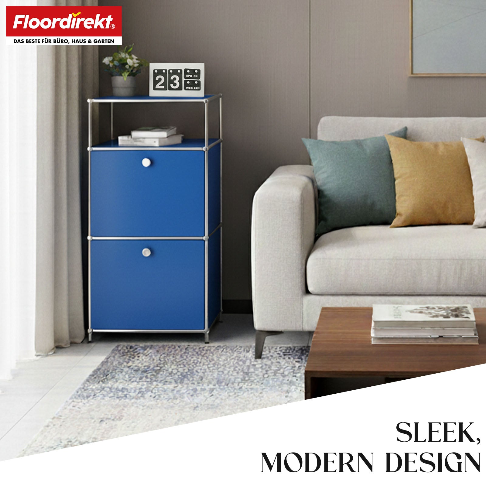 Metallreol | Concept Epure MK-120 | Opbevaringsreol med aflåselige rum, åbent rum og hylde | Fås i flere farver