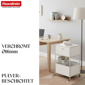 Metallreol | Concept Epure MK-145 | 3-etagers rullecontainer med skuffe og hylder | Fås i flere farver