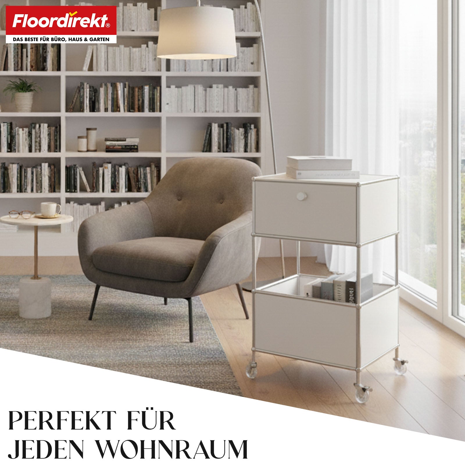 Metallreol | Concept Epure MK-145 | 3-etagers rullecontainer med skuffe og hylder | Fås i flere farver