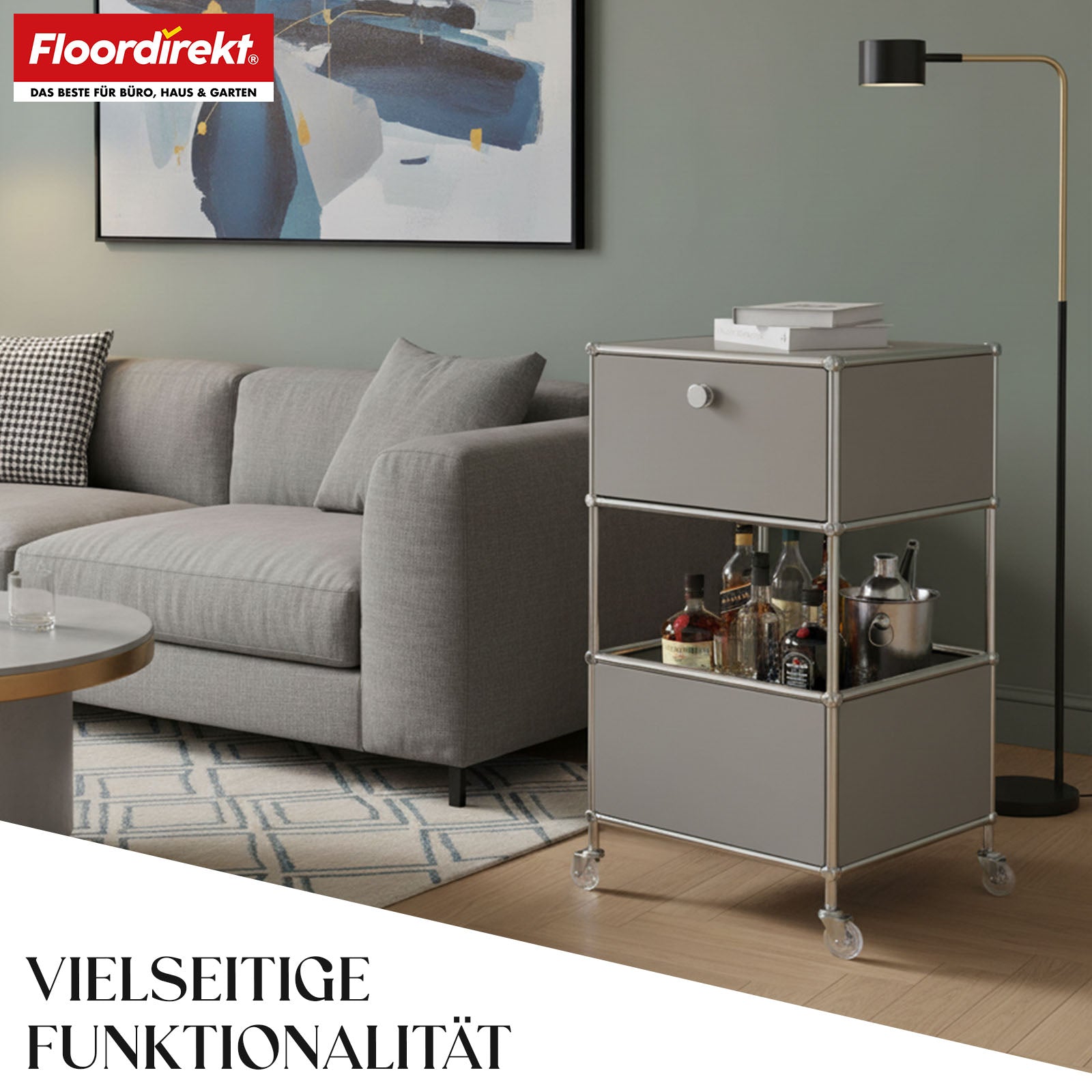 Metallreol | Concept Epure MK-145 | 3-etagers rullecontainer med skuffe og hylder | Fås i flere farver