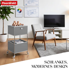 Metallreol | Concept Epure MK-145 | 3-etagers rullecontainer med skuffe og hylder | Fås i flere farver