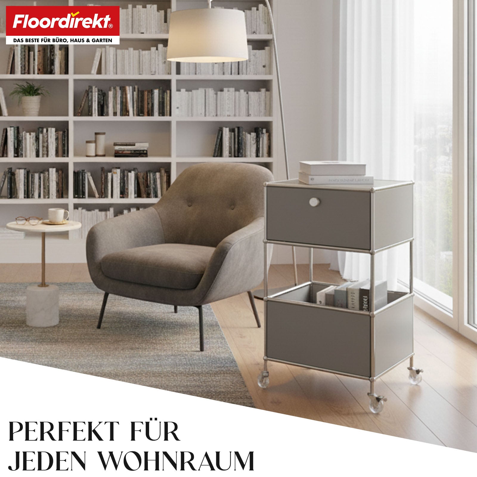 Metallreol | Concept Epure MK-145 | 3-etagers rullecontainer med skuffe og hylder | Fås i flere farver