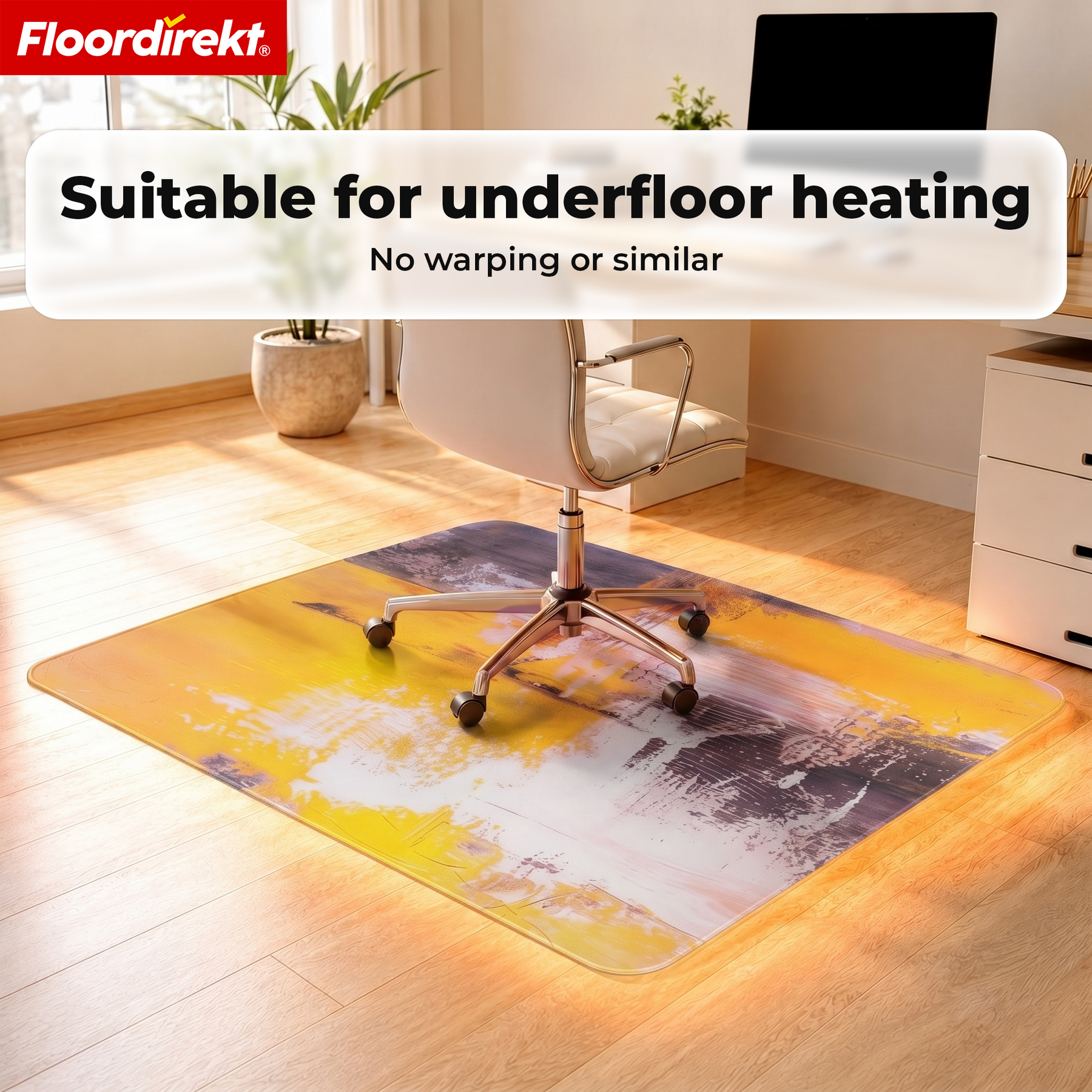 Design gulvbeskyttelsesmåtte | Robust kontorstolsunderlag i special-PVC til kontor & hjemmekontor | 80 x 118 cm