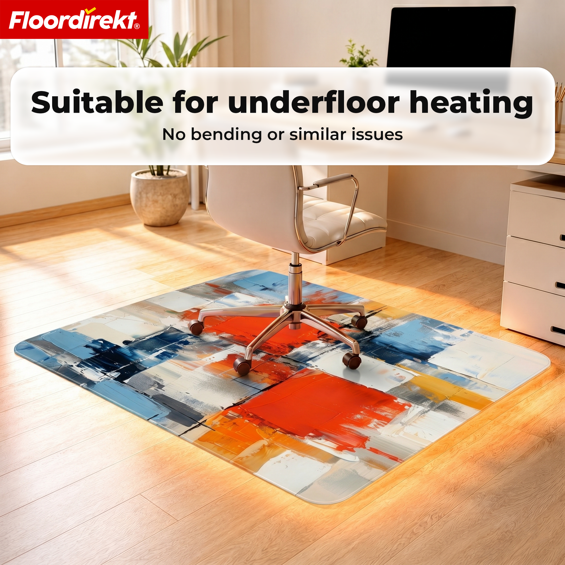Design gulvbeskyttelsesmåtte | Robust kontorstolsunderlag i special-PVC til kontor & hjemmekontor | 80 x 118 cm