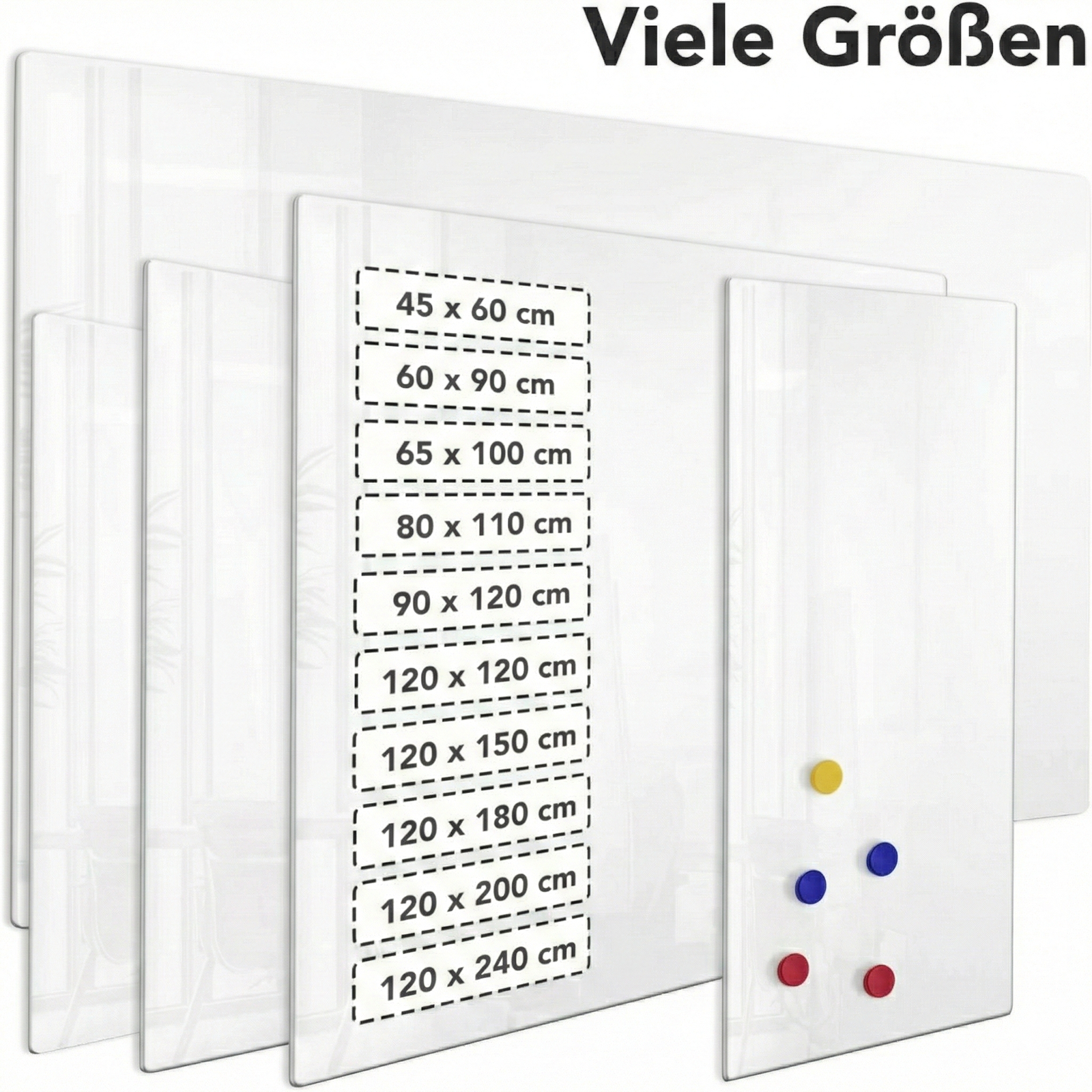 Glastavle | Pearlwhite  | Memotavle af sikkerhedsglas | Rammeløs | Til brug i hjemmet og på kontoret