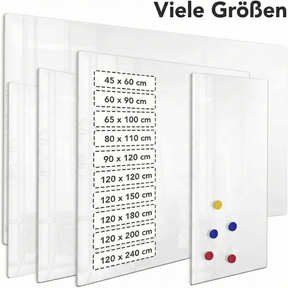Glastavle | Pearlwhite  | Memotavle af sikkerhedsglas | Rammeløs | Til brug i hjemmet og på kontoret