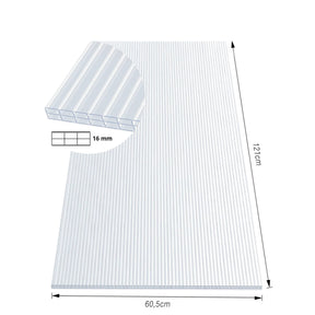 Dobbeltvægplade | 60,5 x 121 cm | Polycarbonat | Til drivhus & overdækning