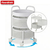 Rullevogn | Henry | Køkkenvogn i stål med hjul | Serveringsvogn | 3 eller 5 etager | Hvid & sort