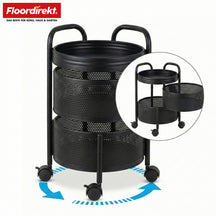 Rullevogn | Henry | Køkkenvogn i stål med hjul | Serveringsvogn | 3 eller 5 etager | Hvid & sort