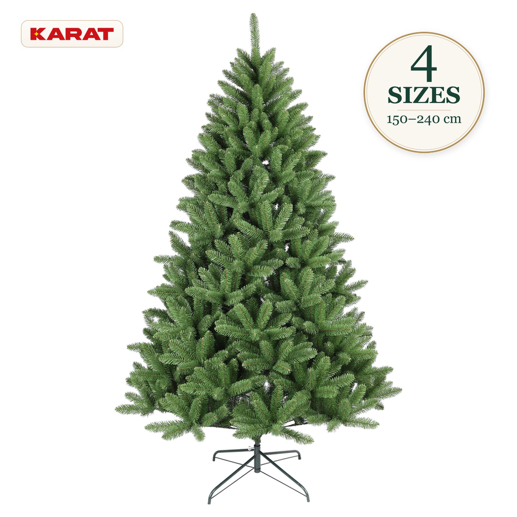 Kunstigt juletræ | Evergreen | Tæt granlook med metalfod | 150–240 cm
