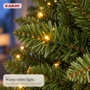Kunstigt juletræ med LED-lys | Evergreen | Varmhvide LED'er & metalfod | 150–240 cm