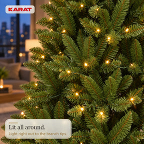 Kunstigt juletræ med LED-lys | Evergreen | Varmhvide LED'er & metalfod | 150–240 cm