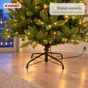 Kunstigt juletræ med LED-lys | Evergreen | Varmhvide LED'er & metalfod | 150–240 cm