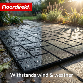 Faldunderlagsmåtte | Paving Tile | 50x50 cm 25 mm | Gummiplade i brostensoptik | Terrasse, have & udendørsområde