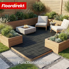 Faldunderlagsmåtte | Paving Tile | 50x50 cm 25 mm | Gummiplade i brostensoptik | Terrasse, have & udendørsområde