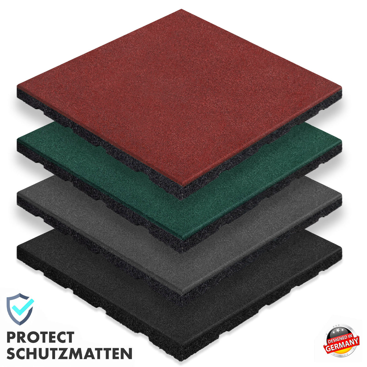 Faldbeskyttelsesmåtte | Play Protect | Skridsikker, robust gummi-gulvbeskyttelse | Forskellige tykkelser og farver | 50 x 50 cm