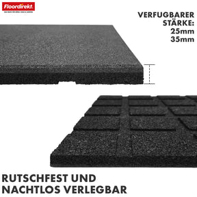 Faldbeskyttelsesmåtte | Play Protect | Skridsikker, robust gummi-gulvbeskyttelse | Forskellige tykkelser og farver | 50 x 50 cm