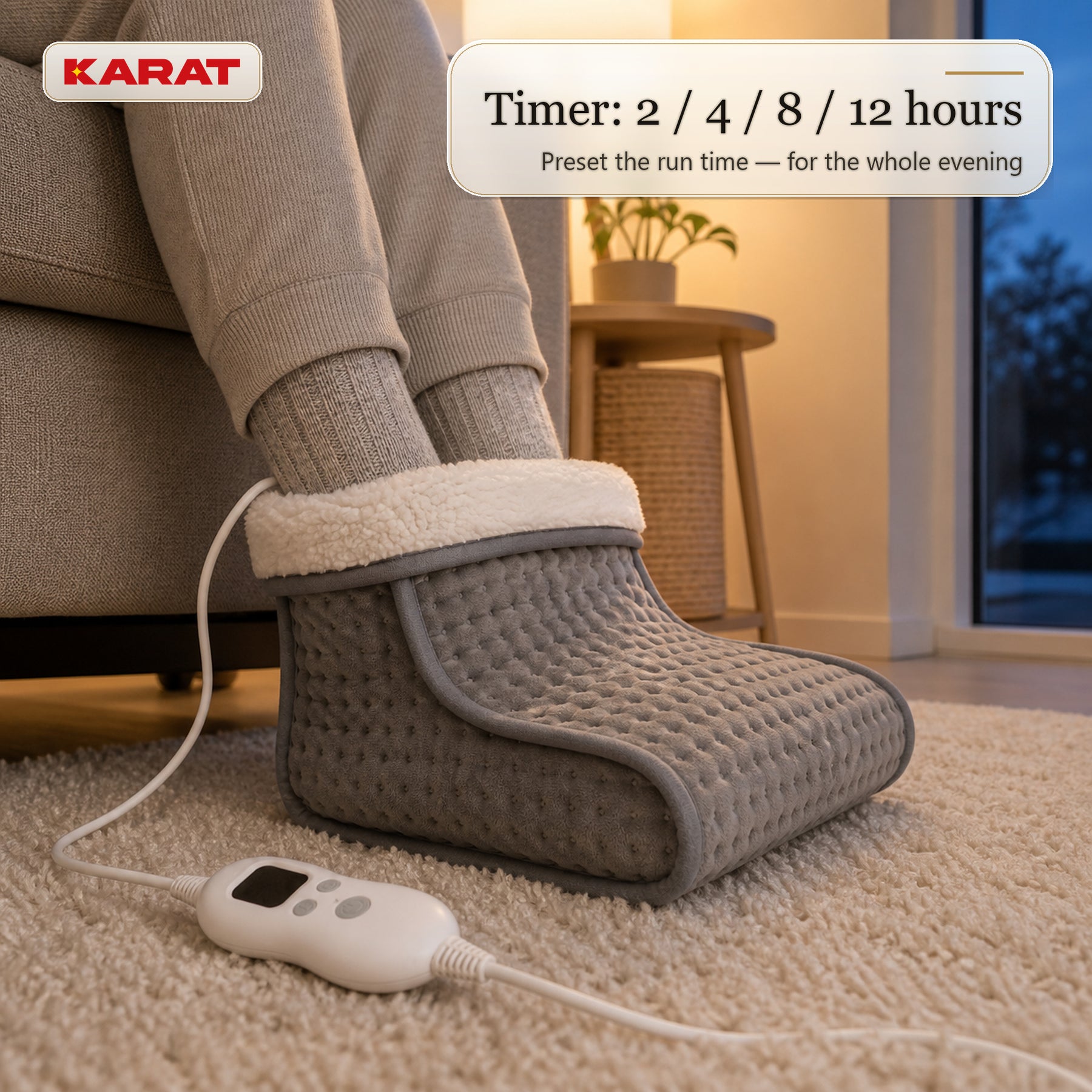 Elektrisk fodvarmer | Fjord | 6 varmetrin op til 55 °C, timer & Sherpa-for | 4 farver