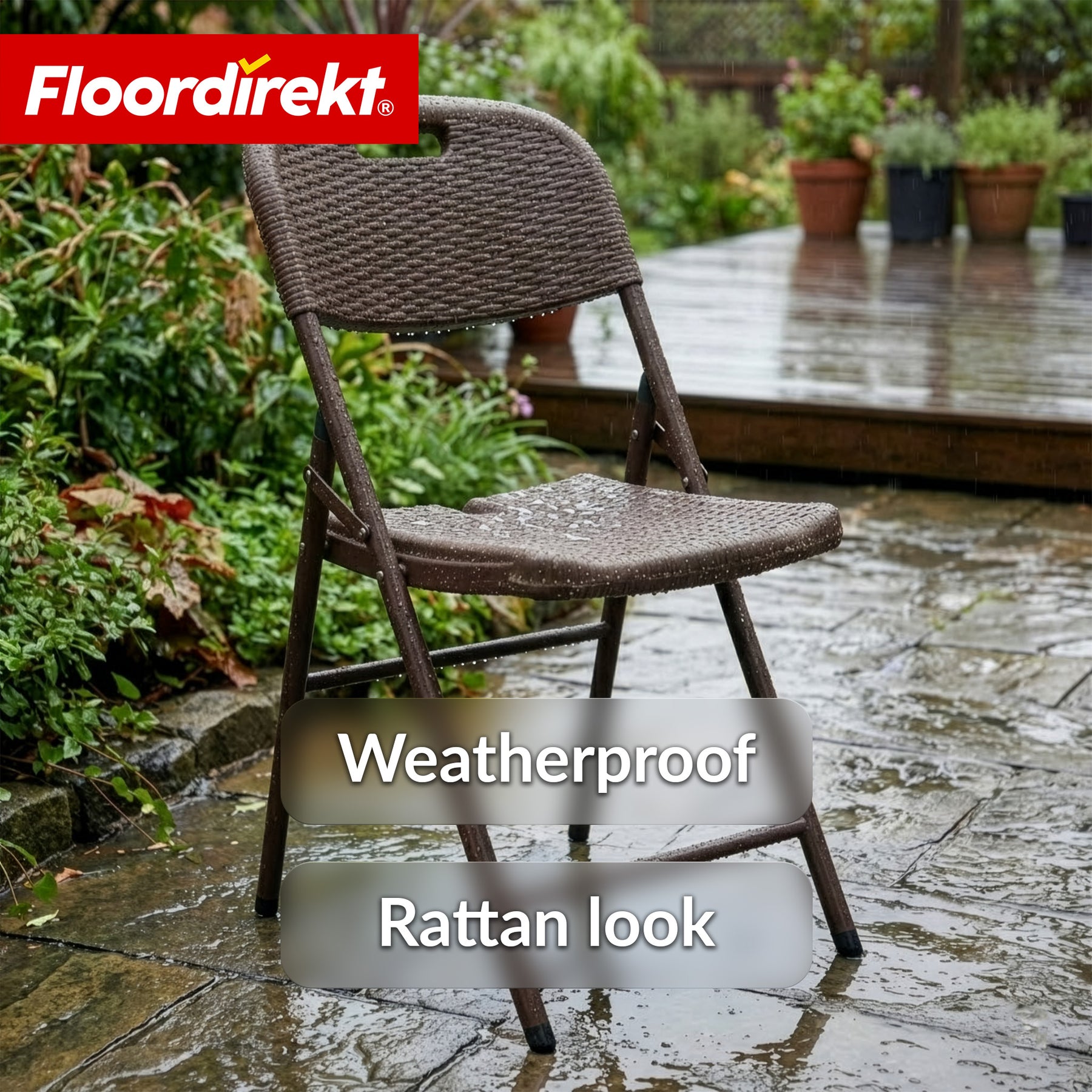 Klappestol 2-pak | Niigata | Brun klapbar havestol i rattanlook