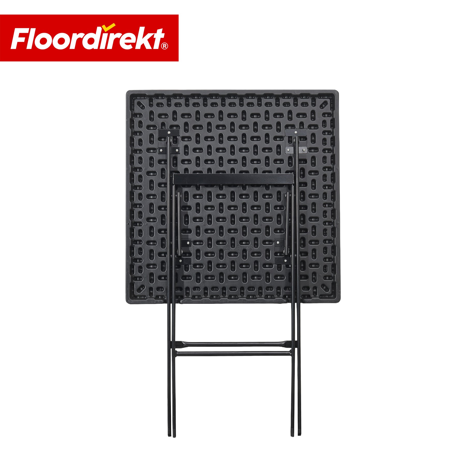 Klapbord | Kobe | Sort klapbart havebord i rattanlook | 60 × 60 cm