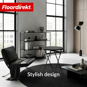 Klapbord | Toyama | Rundt, klapbart havebord i rattanlook, sort | Ø 60 cm