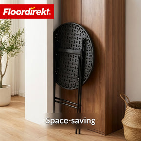 Klapbord | Toyama | Rundt, klapbart havebord i rattanlook, sort | Ø 60 cm