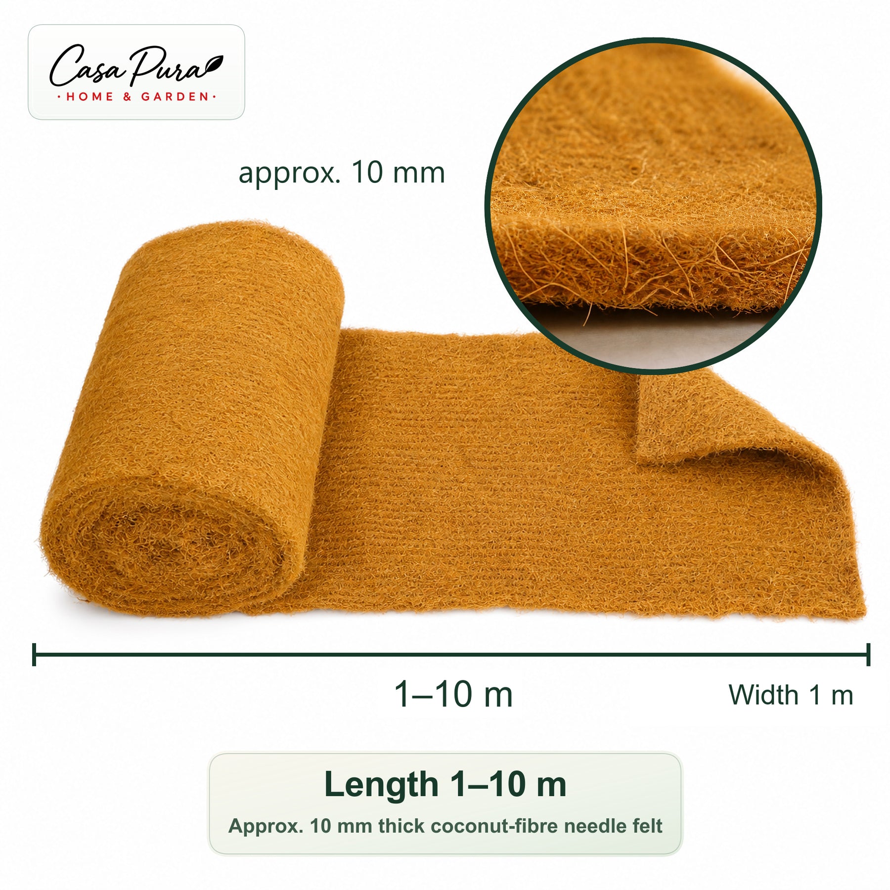 Kokosmåtte på mål | 100 % kokosfiber | Vinterbeskyttelse & plantebeskyttelse | 100 cm bred