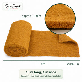 Kokosmåtte 100 × 1000 cm | 10 m rulle af 100 % kokosfiber | 10 mm tyk