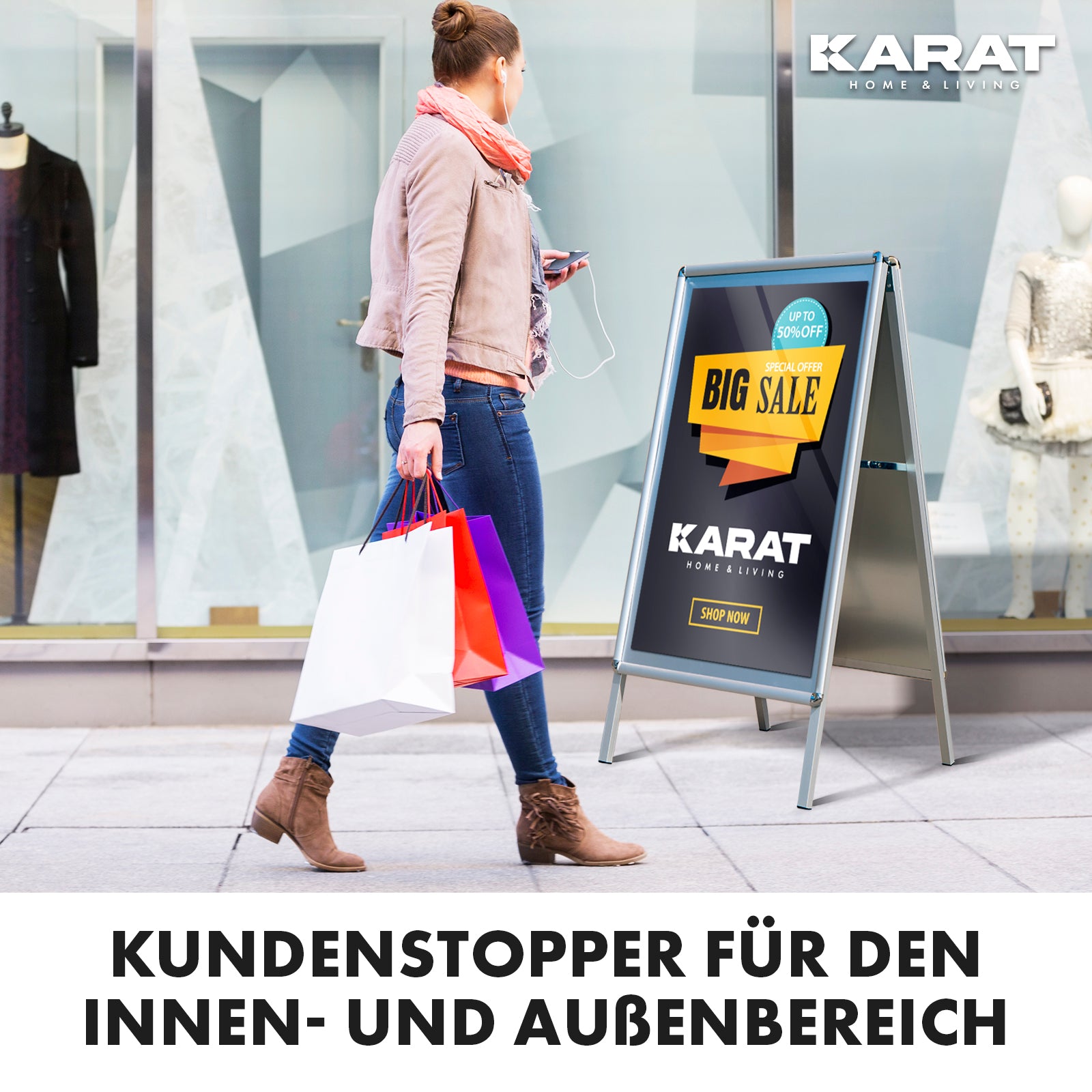 Kundestopper | DIN A1 & A2 | Dobbeltsidet gadeskilt, reklameskilt i aluminium