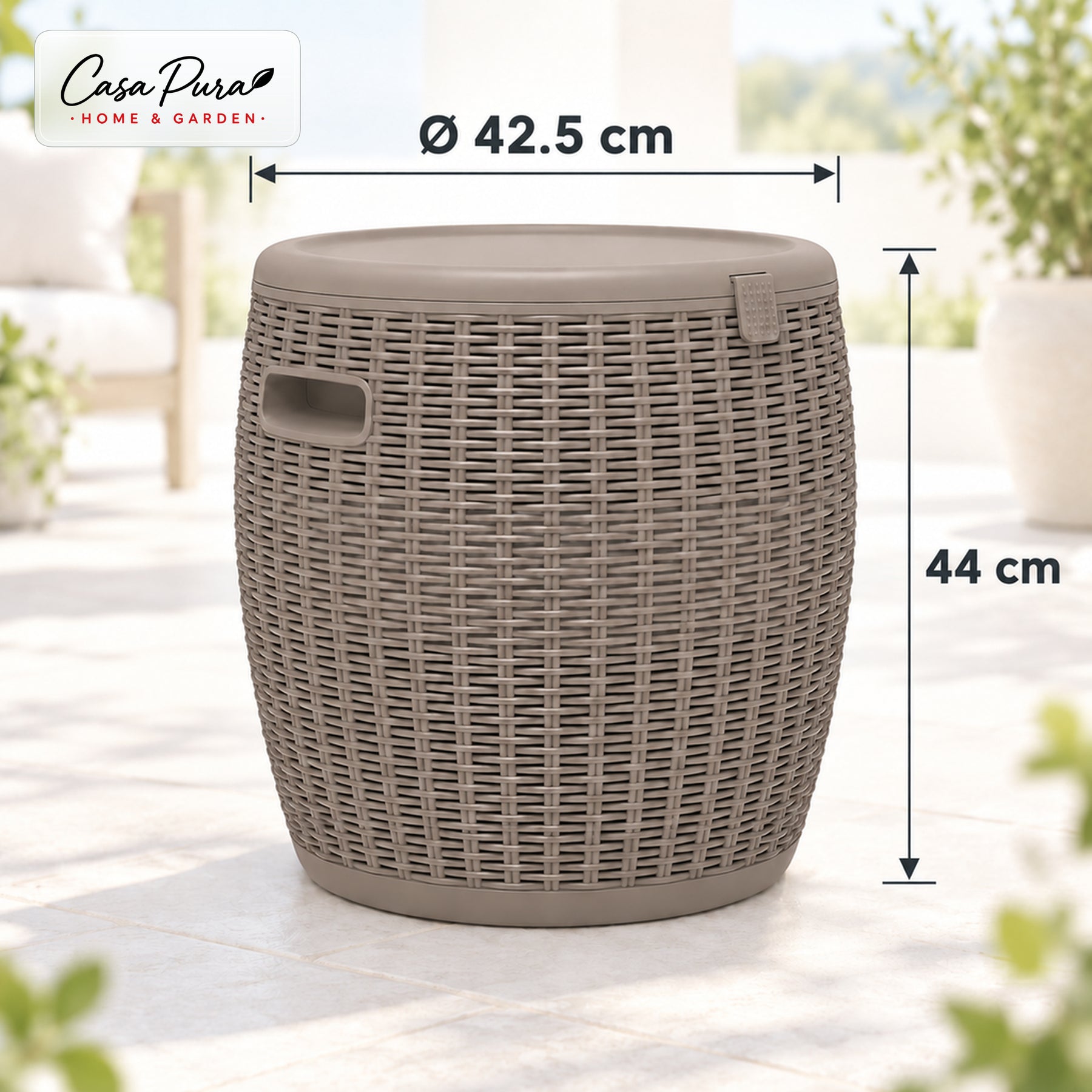 Drikkekøler | Laguna | 36 L Køleboks med Sidde- og Sidebordsfunktion i Rattanlook | 2 Farver